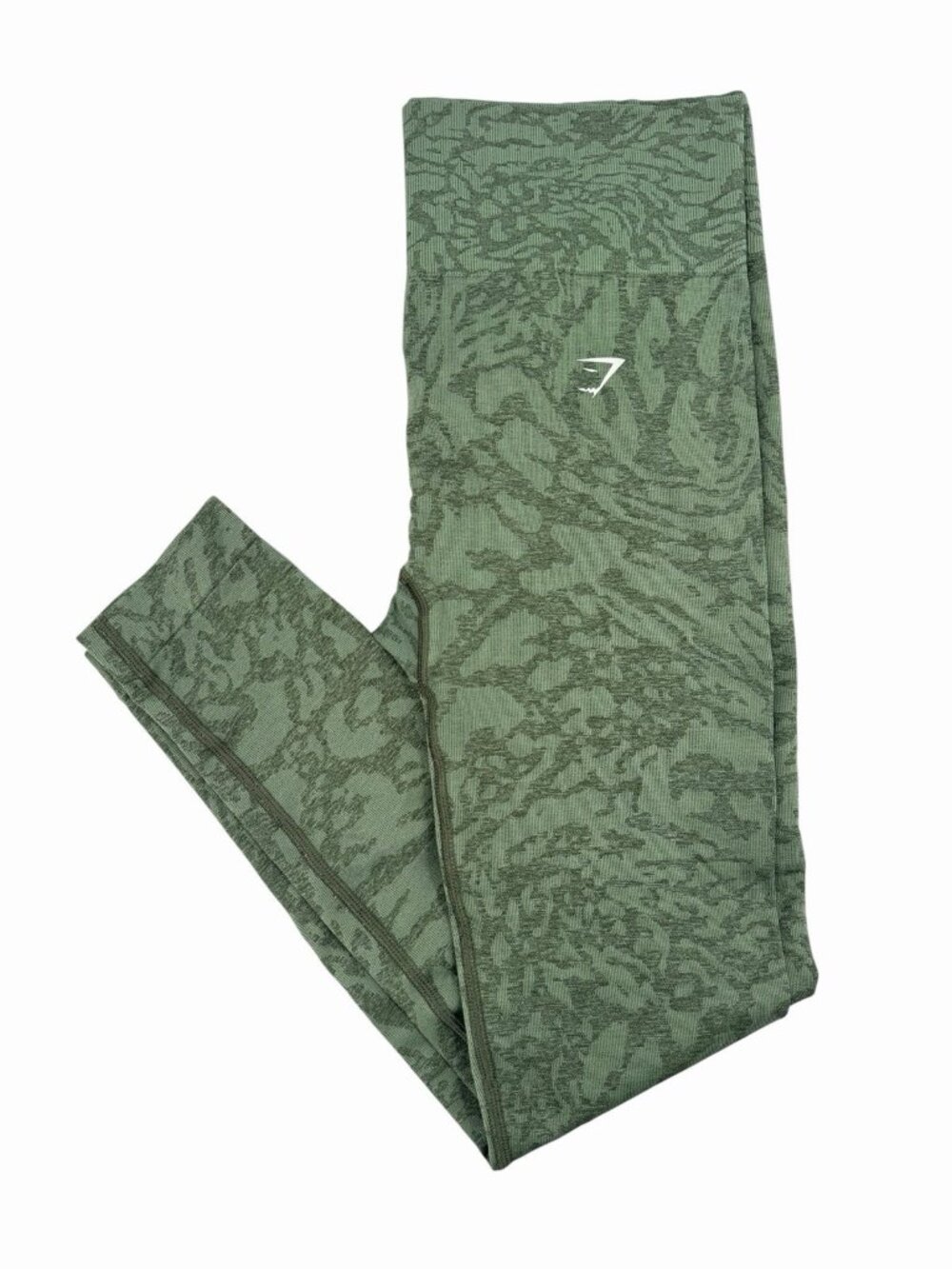 GYMSHARK Women's Green Seamless Abstract Camo Compression Leggings Small